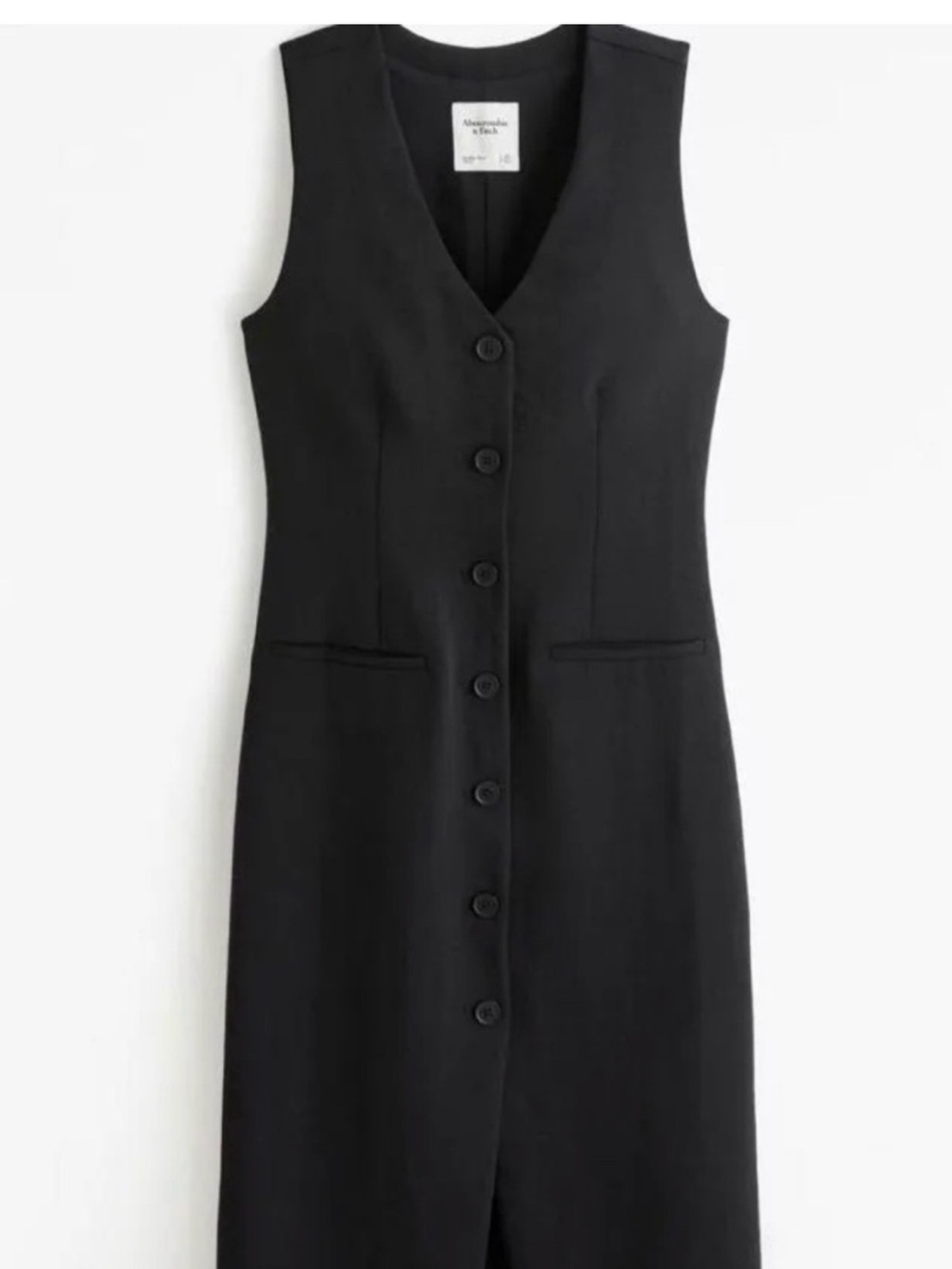 Abercrombie & Fitch Black V‑Neck Button Front Dress